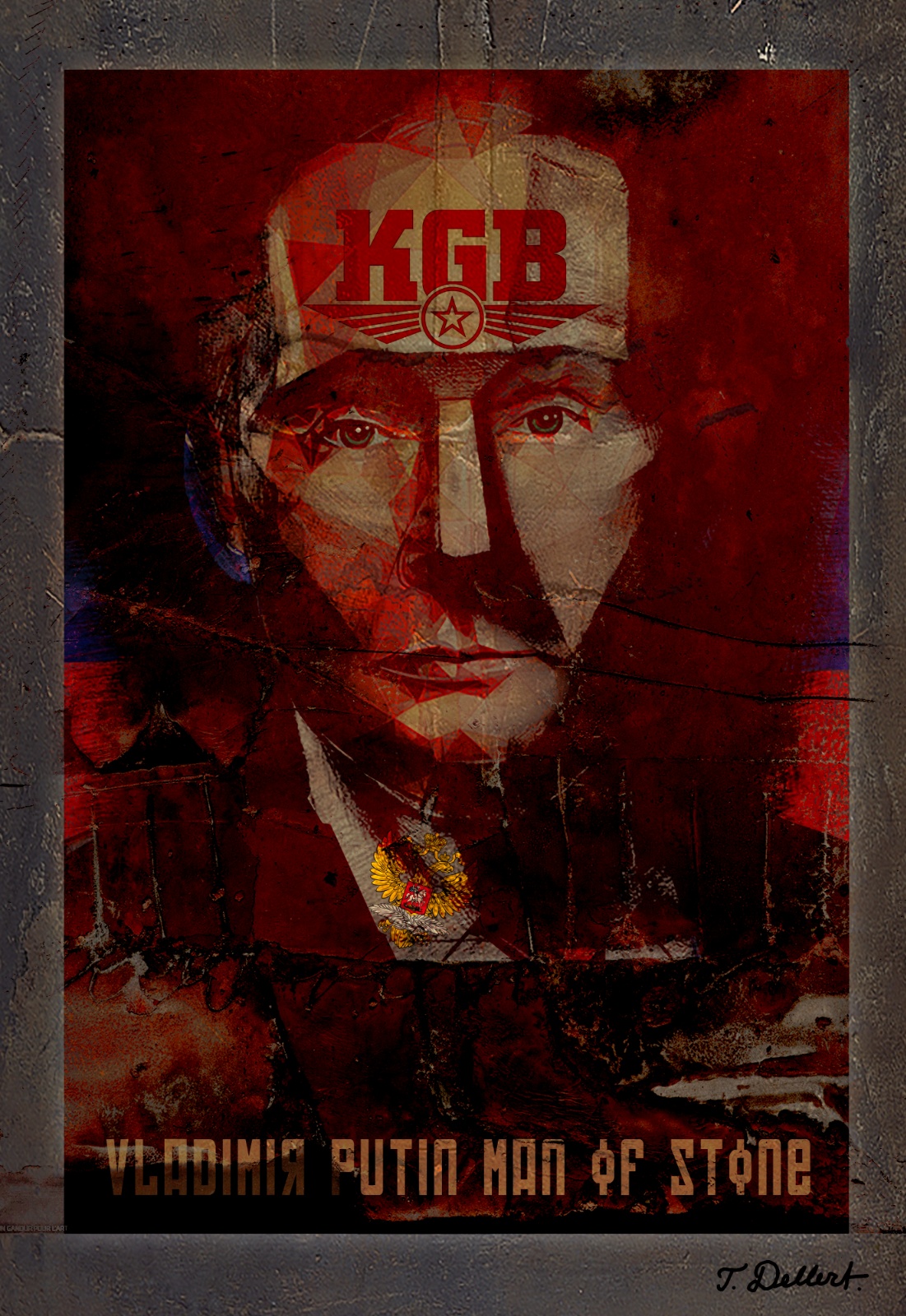 Small PUTIN MAN OF STONE. Poster 